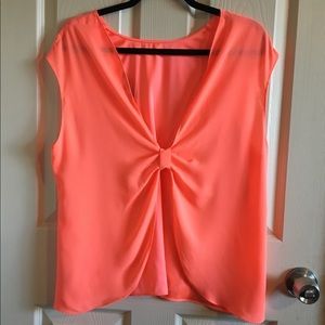 Express Orange Knotted Back Top Blouse Size Large